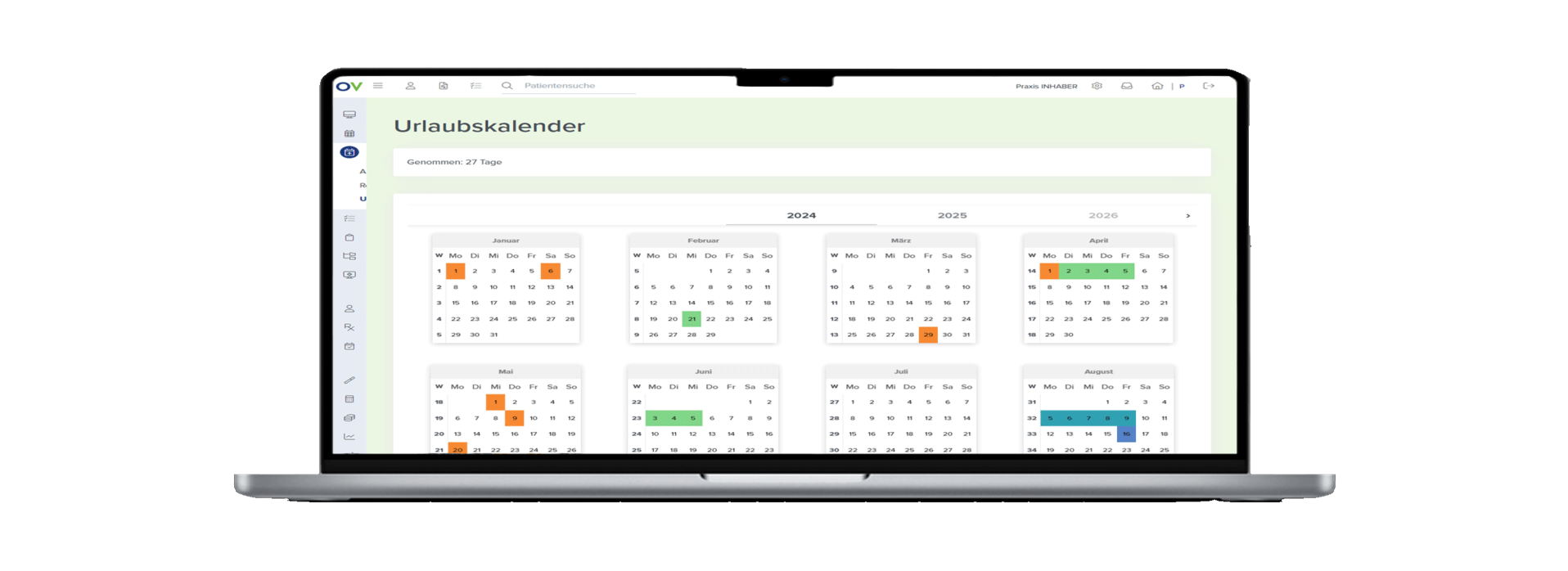 Urlaubskalender in Optica Viva