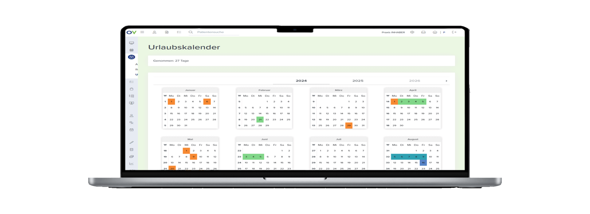 Urlaubskalender in Optica Viva